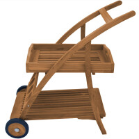 Servierwagen Teakholz Teramo + 2 Ablagen + Tablett Massivhol