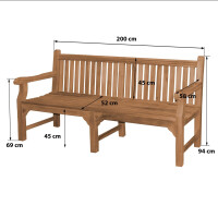 Gartenbank Teakholz Extra Stark Piceno 200cm Massivholz Wett