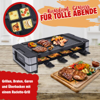 Raclette für 8 Personen | 2000W | Antihaftbeschichtet -