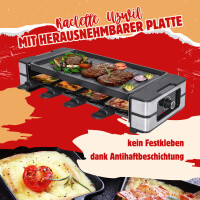 Raclette für 8 Personen | 2000W | Antihaftbeschichtet -