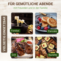 Raclette mit Fondue für 8 Personen | 1400W | Antihaftbe